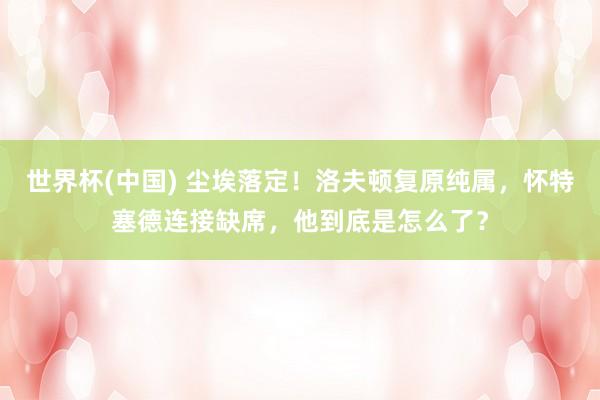 世界杯(中国) 尘埃落定！洛夫顿复原纯属，怀特塞德连接缺席，他到底是怎么了？