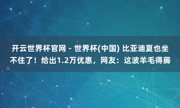 开云世界杯官网 - 世界杯(中国) 比亚迪夏也坐不住了！给出1.2万优惠，网友：这波羊毛得薅