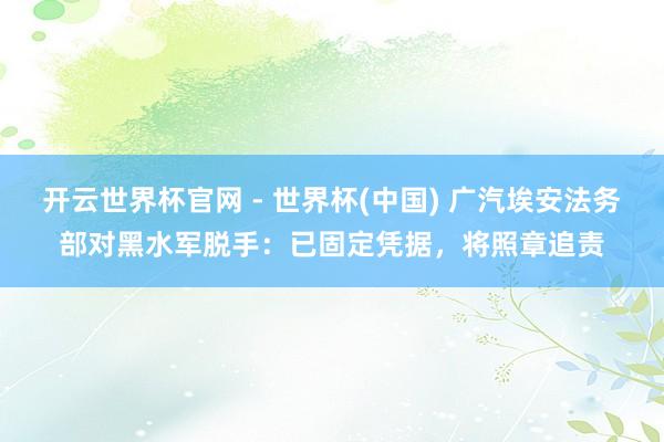 开云世界杯官网 - 世界杯(中国) 广汽埃安法务部对黑水军脱手：已固定凭据，将照章追责