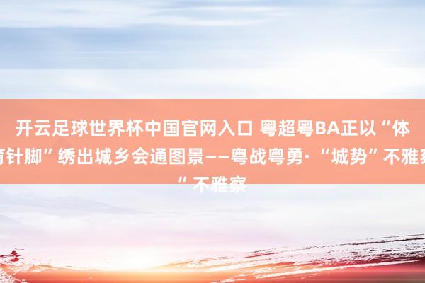 开云足球世界杯中国官网入口 粤超粤BA正以“体育针脚”绣出城乡会通图景——粤战粤勇· “城势”不雅察