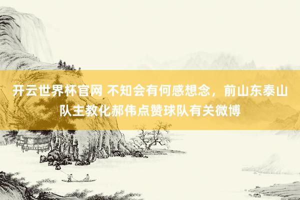 开云世界杯官网 不知会有何感想念，前山东泰山队主教化郝伟点赞球队有关微博