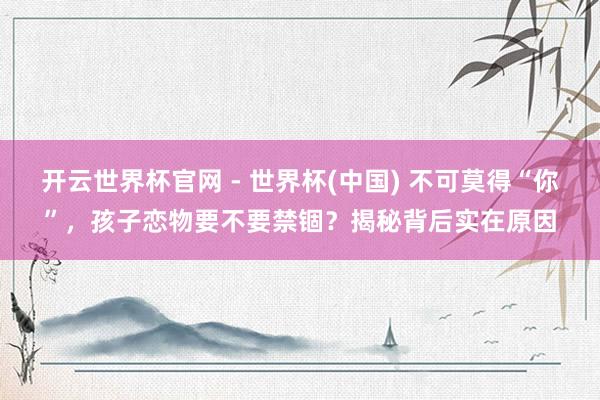 开云世界杯官网 - 世界杯(中国) 不可莫得“你”，孩子恋物要不要禁锢？揭秘背后实在原因