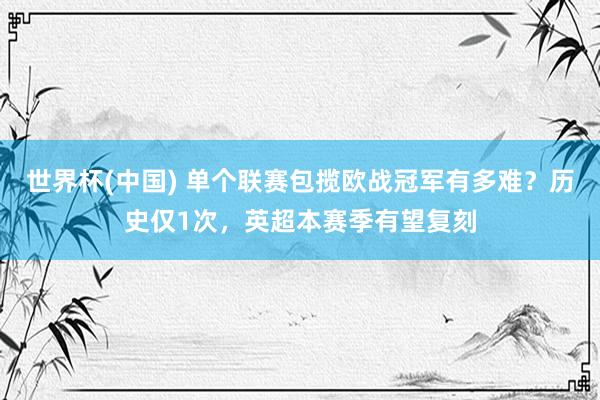 世界杯(中国) 单个联赛包揽欧战冠军有多难？历史仅1次，英超本赛季有望复刻