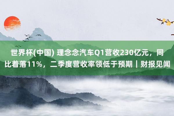 世界杯(中国) 理念念汽车Q1营收230亿元，同比着落11%，二季度营收率领低于预期｜财报见闻