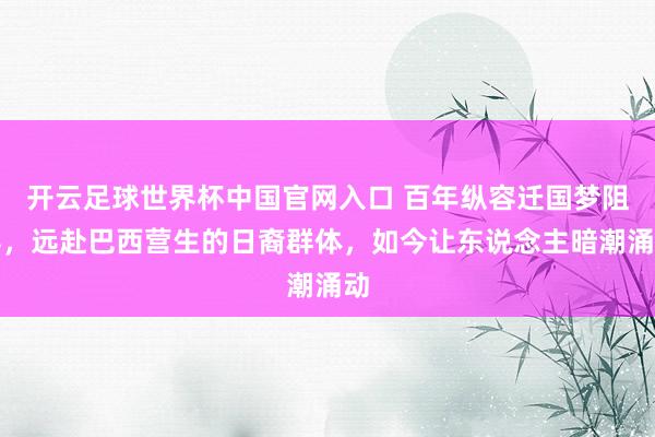 开云足球世界杯中国官网入口 百年纵容迁国梦阻碍，远赴巴西营生的日裔群体，如今让东说念主暗潮涌动