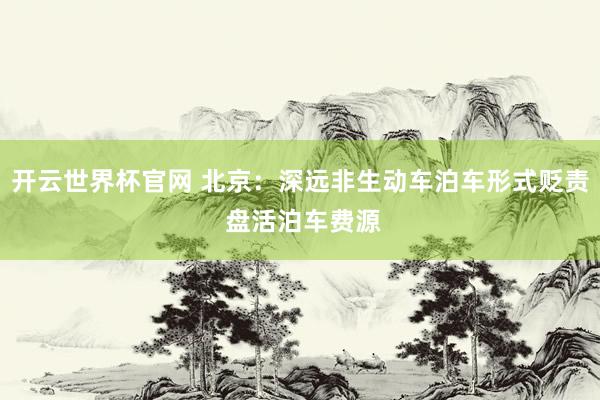 开云世界杯官网 北京：深远非生动车泊车形式贬责 盘活泊车费源