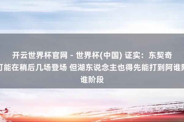 开云世界杯官网 - 世界杯(中国) 证实：东契奇很可能在稍后几场登场 但湖东说念主也得先能打到阿谁阶段
