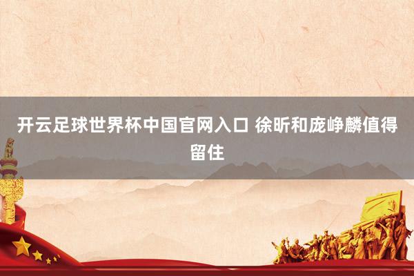 开云足球世界杯中国官网入口 徐昕和庞峥麟值得留住