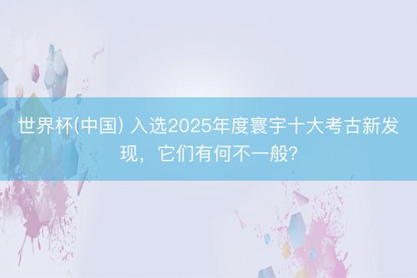 世界杯(中国) 入选2025年度寰宇十大考古新发现,它们有何不一般?