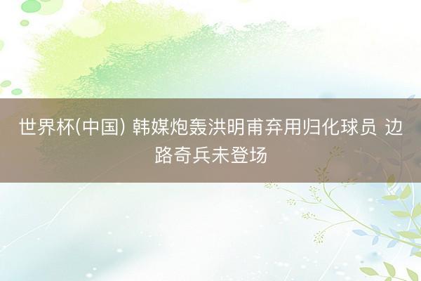 世界杯(中国) 韩媒炮轰洪明甫弃用归化球员 边路奇兵未登场